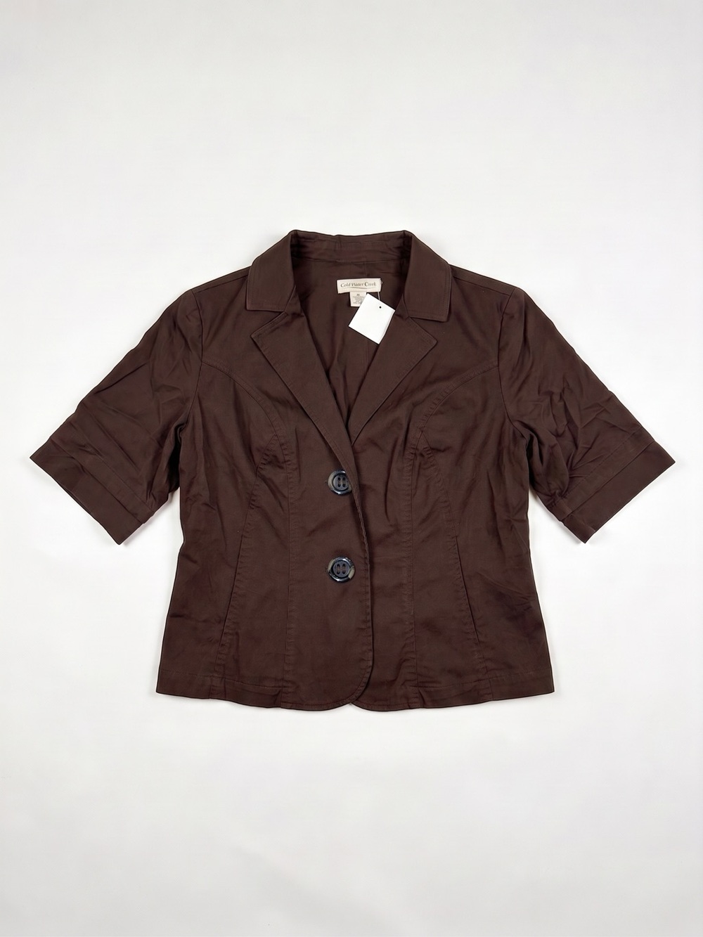 Brown Structured Cotton Jacket | Coldwater Creek | Lightweight Blazer | Work Cas